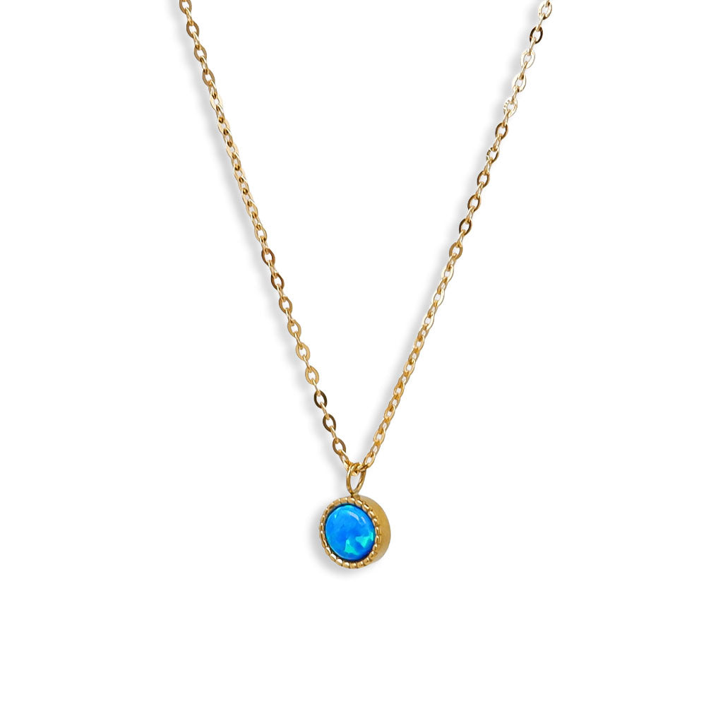 Meerblau Schimmer Halskette mit Anhänger, Edelstahl vergoldet, verstellbar, Meerblauer Schimmer, dezenter Anhänger, SHELAGO SCHMUCK