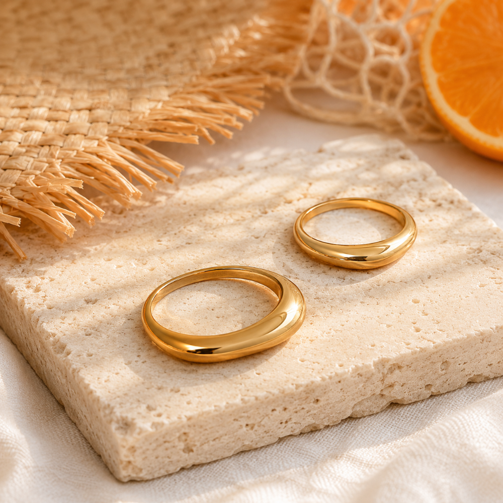Organischer Statement Ring Gold, Edelstahl vergoldet - Organischer Statement Ring in Gold – moderner Look aus vergoldetem Edelstahl - Shelago Schmuck