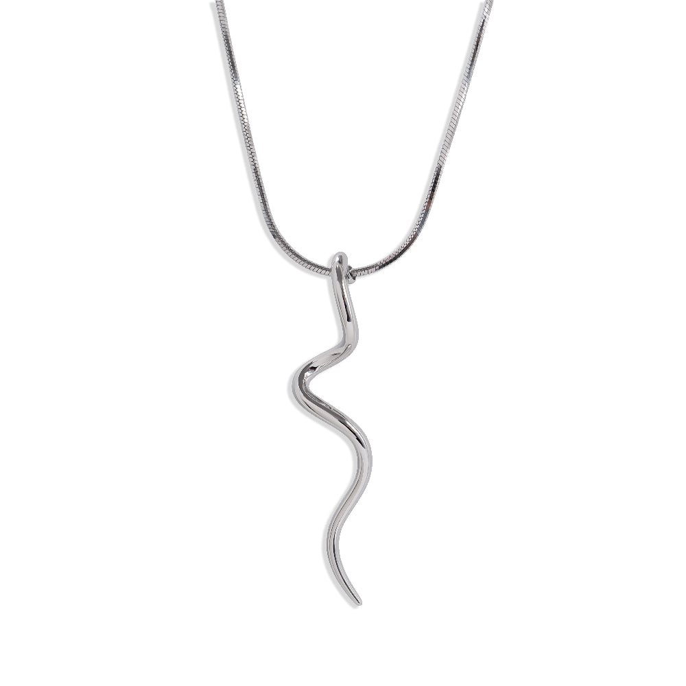 Twist Anhänger Halskette Edelstahl, Silber oder vergoldet-Minimalistische Twist Halskette aus Edelstahl - eleganter Wellen Anhänger in Silber oder vergoldet-Shelago Schmuck