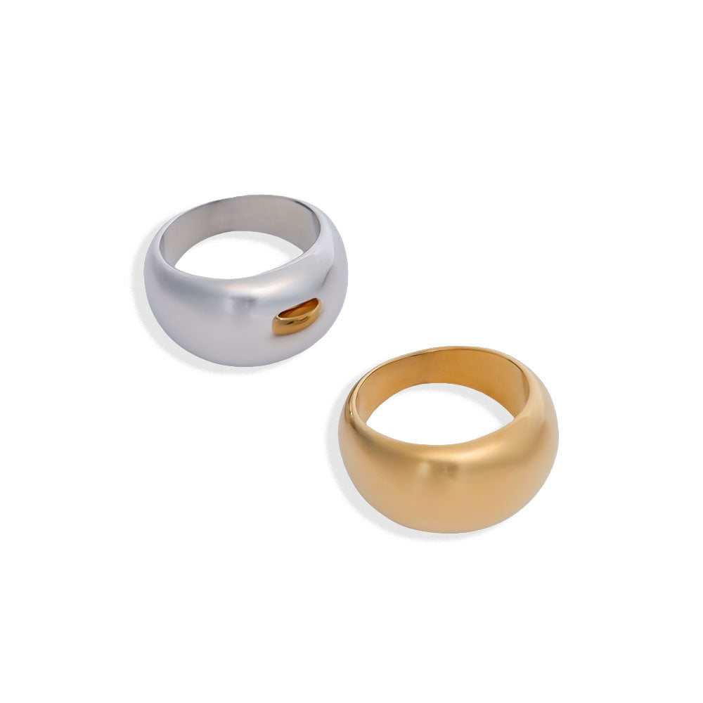 breiter klobiger Statement-Ring - Damen Ring Edelstahl - Klobiger Damenring aus Edelstahl - breit, elegant, auffällig in Silber oder Gold - Shelago Schmuck