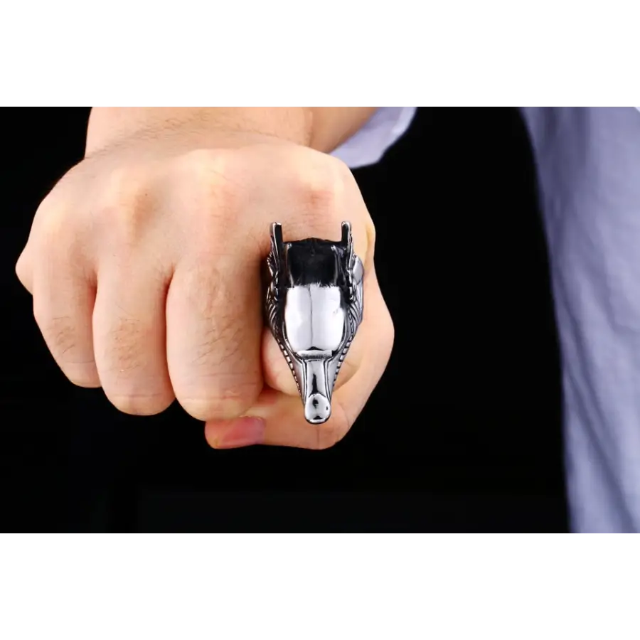 Anubis Gott Ring als Biker Ring in Ägyptischer Mode - Wolf