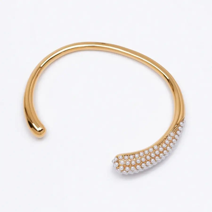 Perlen Armband Damen-vergoldeter Schmuck Wasserfest-elegantes Damen Armband-Armbänder Damen Gold-Edelstahl Armreif Damen-Schmuck mit Perlen-Shelago Schmuck-