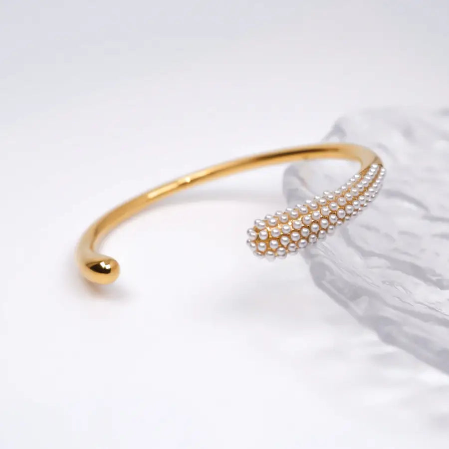 Perlen Armband Damen-vergoldeter Schmuck Wasserfest-elegantes Damen Armband-Armbänder Damen Gold-Edelstahl Armreif Damen-Schmuck mit Perlen-Shelago Schmuck-