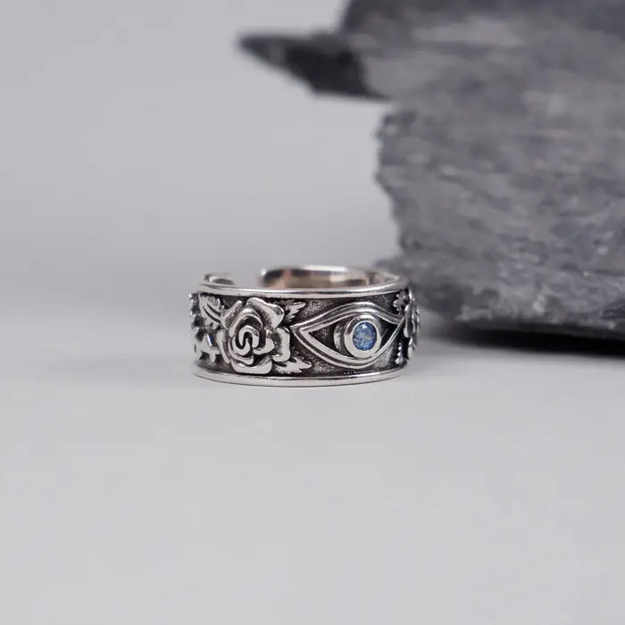 Auge von Horus Ring-verstellbar-Ring mit Rosen-Unisex