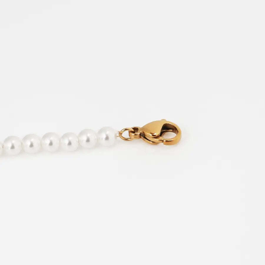 zartes Damen-Perlenarmband-zartes Armband Gold-verstellbares Perlenarmband-schmales Damenarmband-Edelstahl Schmuck Damen-vergoldete Edelstahlkette-Perlenarmband weiß-Shelago Schmuck