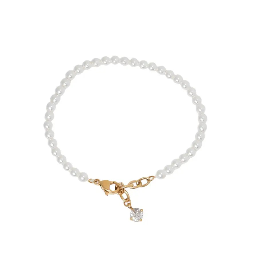 zartes Damen-Perlenarmband-zartes Armband Gold-verstellbares Perlenarmband-schmales Damenarmband-Edelstahl Schmuck Damen-vergoldete Edelstahlkette-Perlenarmband weiß-Shelago Schmuck