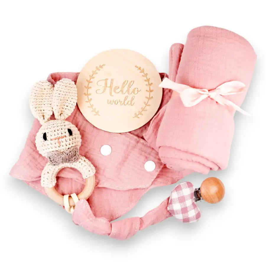 Geschenke zur Geburt-Geschenkbox für Mädchen-SCHILD FÜR DANKESKARTEN FOTOS-Schnuller Kette mit Clip-Halstuch mit Druckknopf-SHELAGO EU