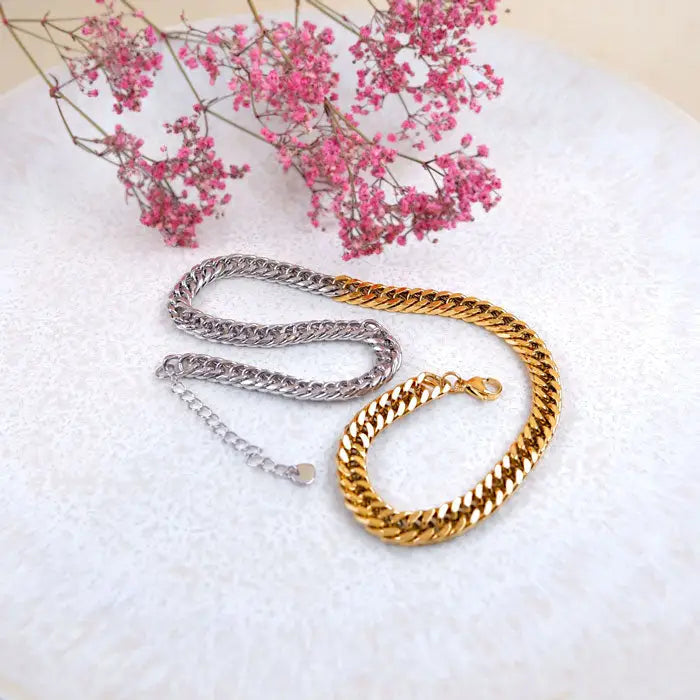 Bicolor Halskette-Felizia-zweifarbige Gliederkette-elegant