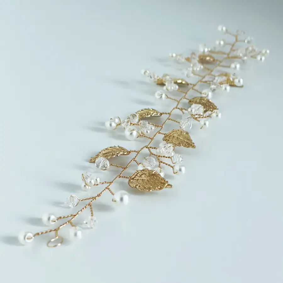 Blätter Haarranke mit Blumen-Haarschmuck Braut-Perlen