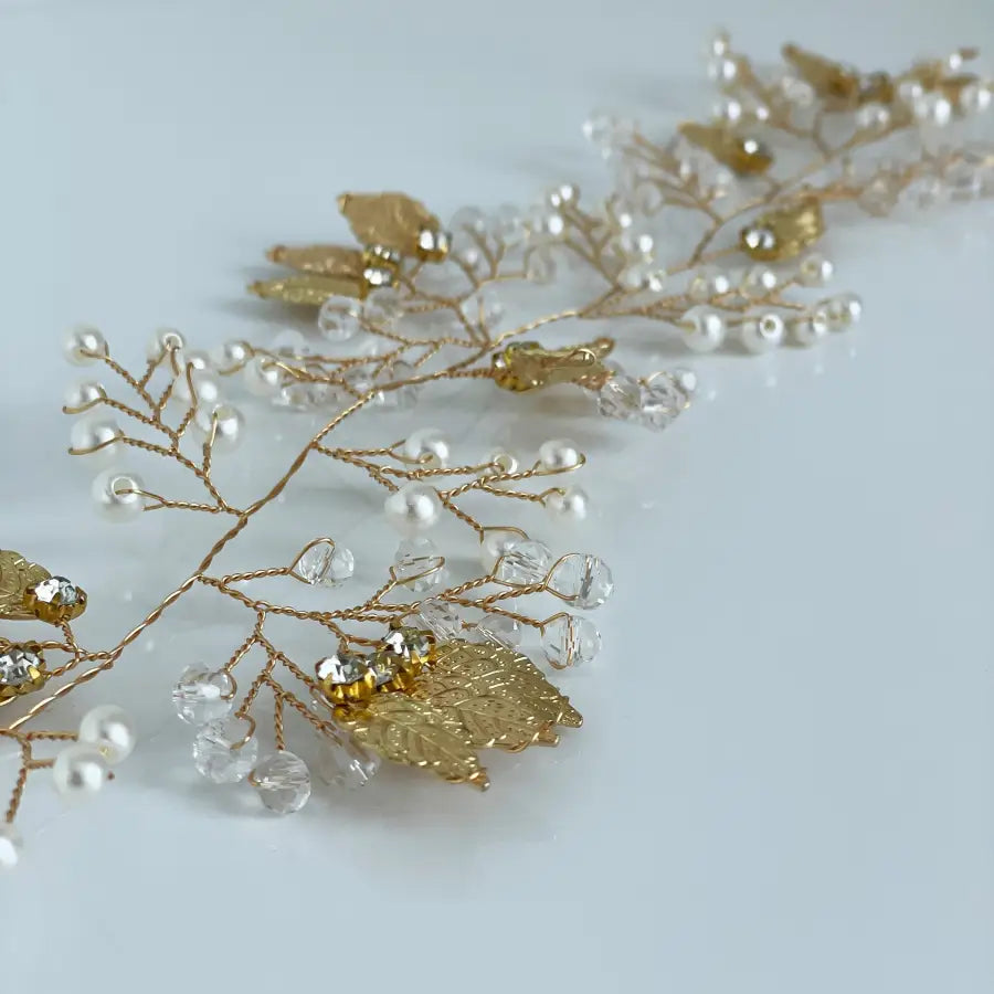 Blätter Haarranke mit Perlen-Haarschmuck Braut-Perlen