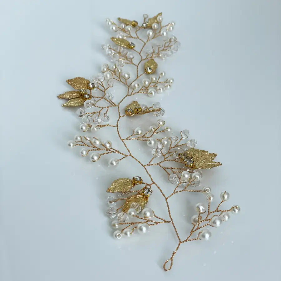 Blätter Haarranke mit Perlen-Haarschmuck Braut-Perlen