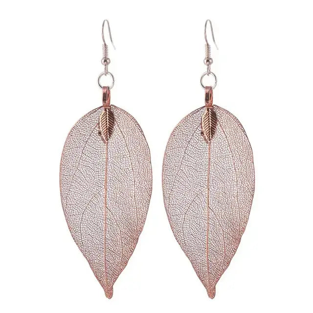 Blatt Hängeohrringe-glänzend Ohrringe-Ohrringe mit Blatt Anhänger-Boho Ohrschmuck-Naturschmuck Blätter-Echt Blatt Ohrring-Geschenk Idee Damen-Damenschmuck Natur-Damen Hängeohrringe