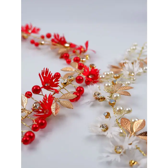 Blumen Brautschmuck Hochzeit Haarschmuck Ranke mit Perlen