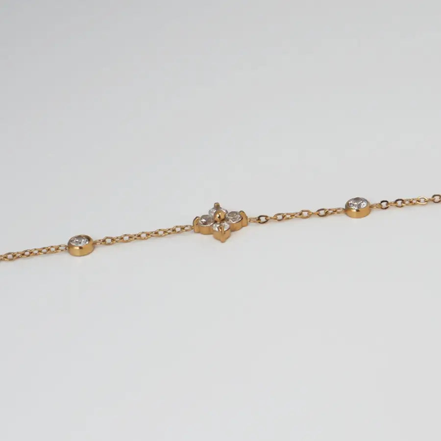 silbernes Armkettchen-Geschenk für Mädchen-feines Armkettchen-Blumen Zirkonia Armkette-feines Armband für Damen und Mädchen-Blumen Armband-SHELAGO SCHMUCK