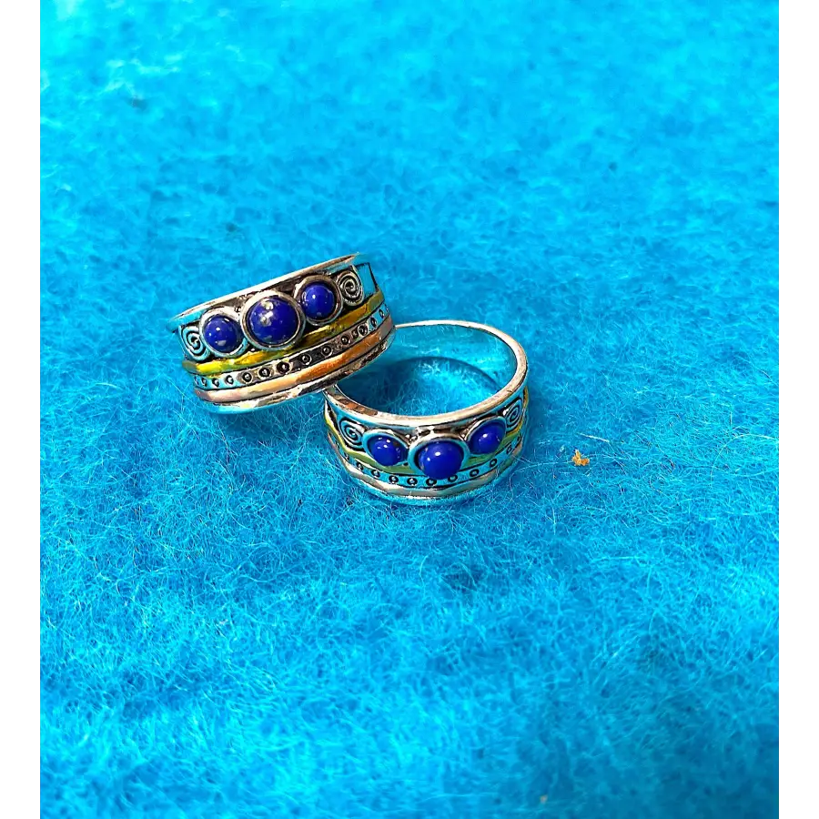 Boho Ring-Ring mit Stein-breite Ringe-Ring Silber