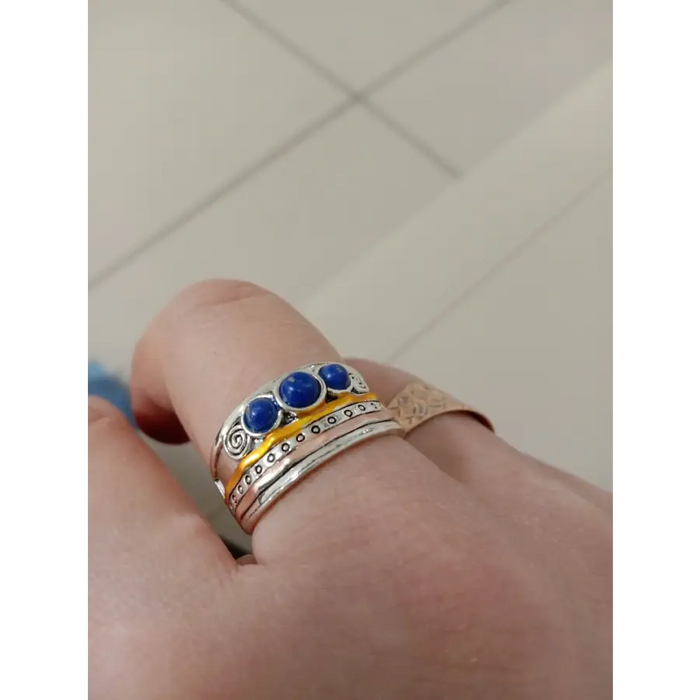 Boho Ring-Ring mit Stein-breite Ringe-Ring Silber