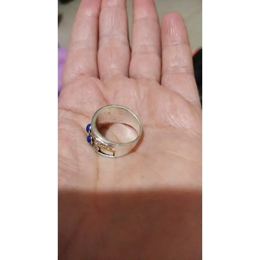 Boho Ring-Ring mit Stein-breite Ringe-Ring Silber