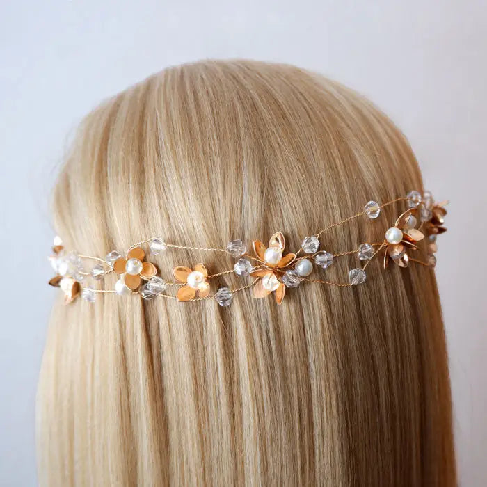 Braut Haarschmuck mit Perlen-Brautschmuck Gold