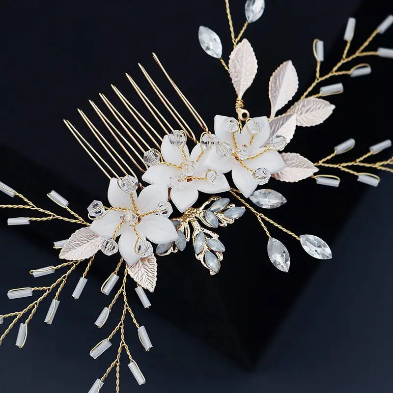 Brauthaarschmuck Set-Blumen Haarkamm-eleganter
