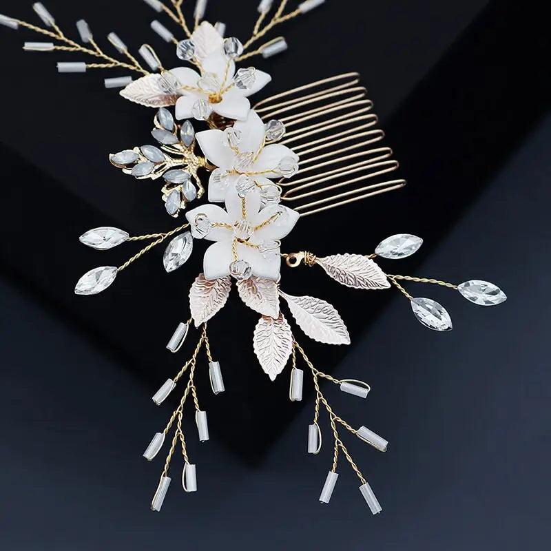 Brauthaarschmuck Set-Blumen Haarkamm-eleganter