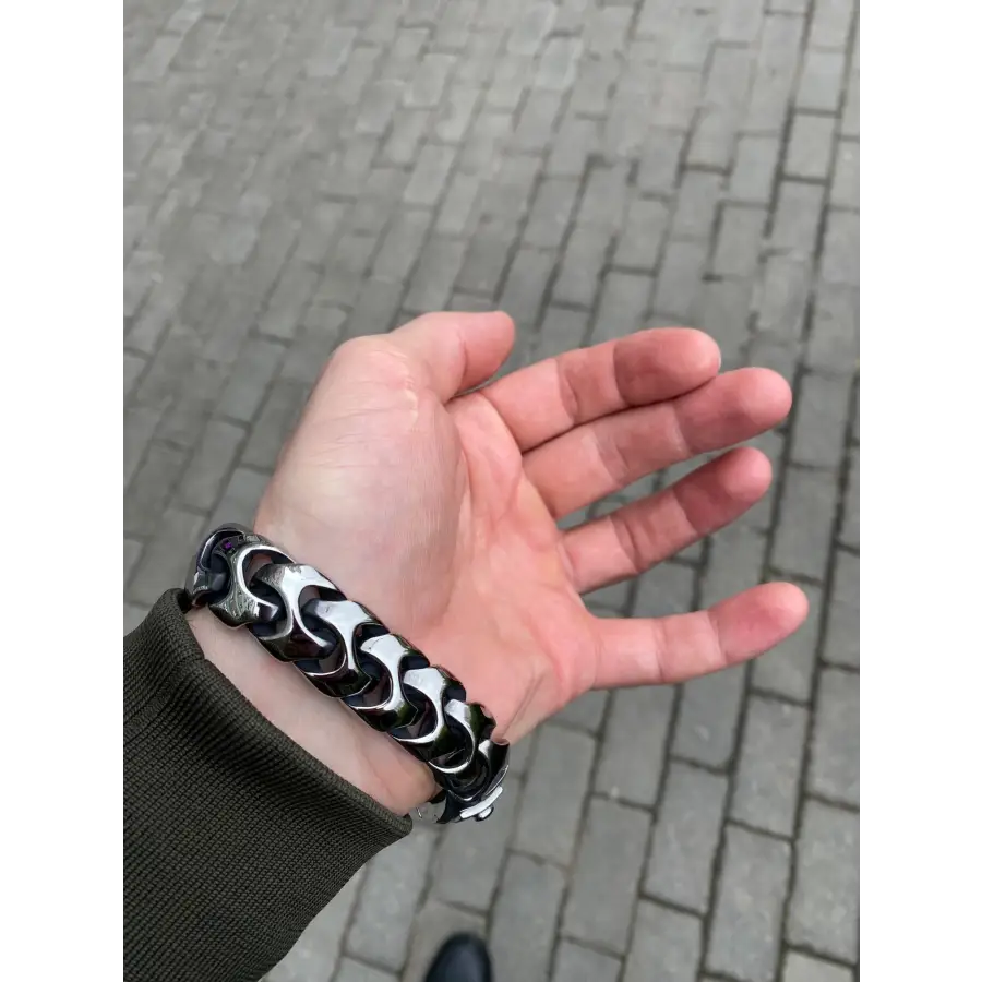 breite Knochen Armkette-Edelstahl Armband-Hochglanz