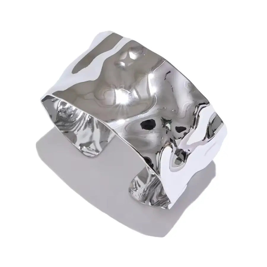 welliger Armreif-Schmuck vergoldet-Schmuck für Frauen-Geschenkideen für Frauen-Geschenk Freundin-Edelstahl Armband Damen-breites Armband Damen-SHELAGO SCHMUCK