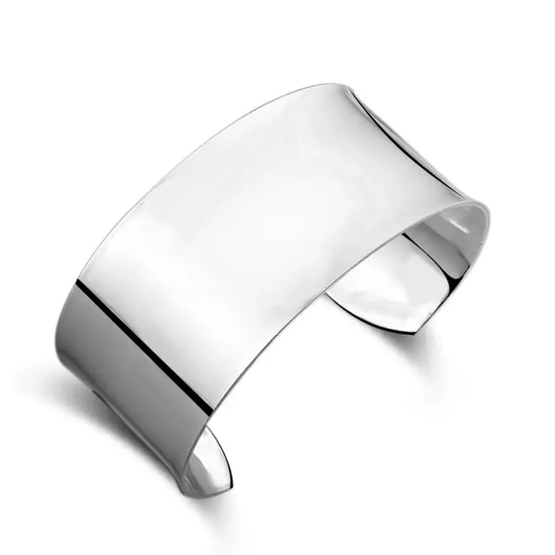 Breiter geschwungener Armreif-Armreif Silber Farbe-Chunky