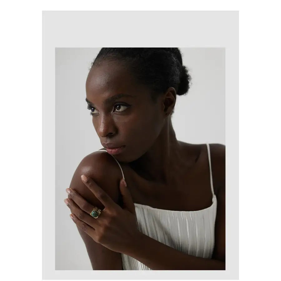 breiter Ring mit grünem Stein-Esmeralda-African Turquoise