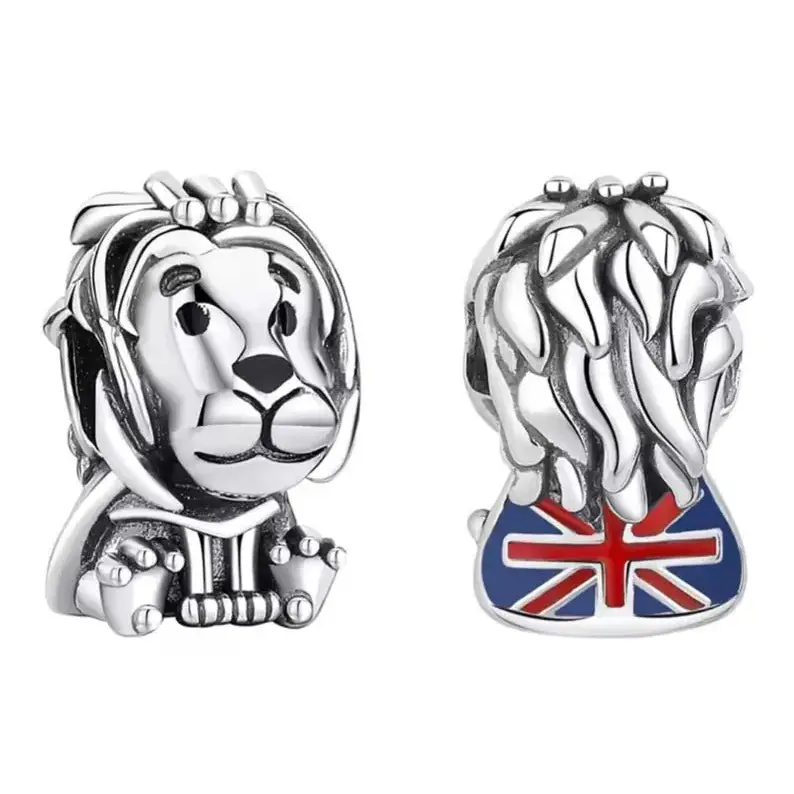 Charm Löwe Jack-Union Jack Lion Charm Anhänger-Charm Löwe Silber-Union Jack Lion-Geschenk für Mama-Geschenk Freundin-Charms für Armband-SHELAGO SCHMUCK