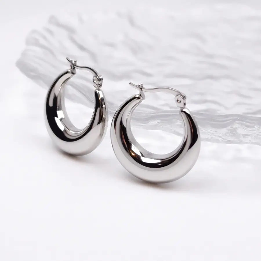 Chunky Hoops Creolen-dicke Creolen Gold-große breite Creolen-große Creolen Silber-vergoldeter Schmuck Wasserfest-vergoldete Ohrringe Damen-Shelago Schmuck