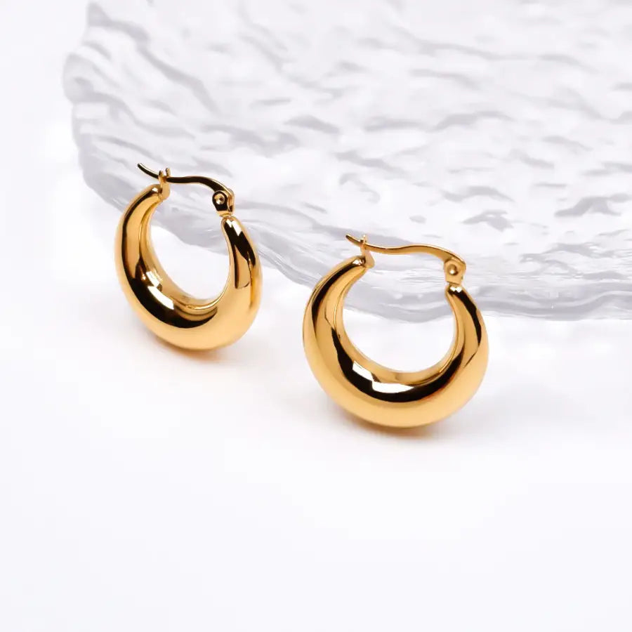 Chunky Hoops Creolen-dicke Creolen Gold-große breite Creolen-große Creolen Silber-vergoldeter Schmuck Wasserfest-vergoldete Ohrringe Damen-Shelago Schmuck