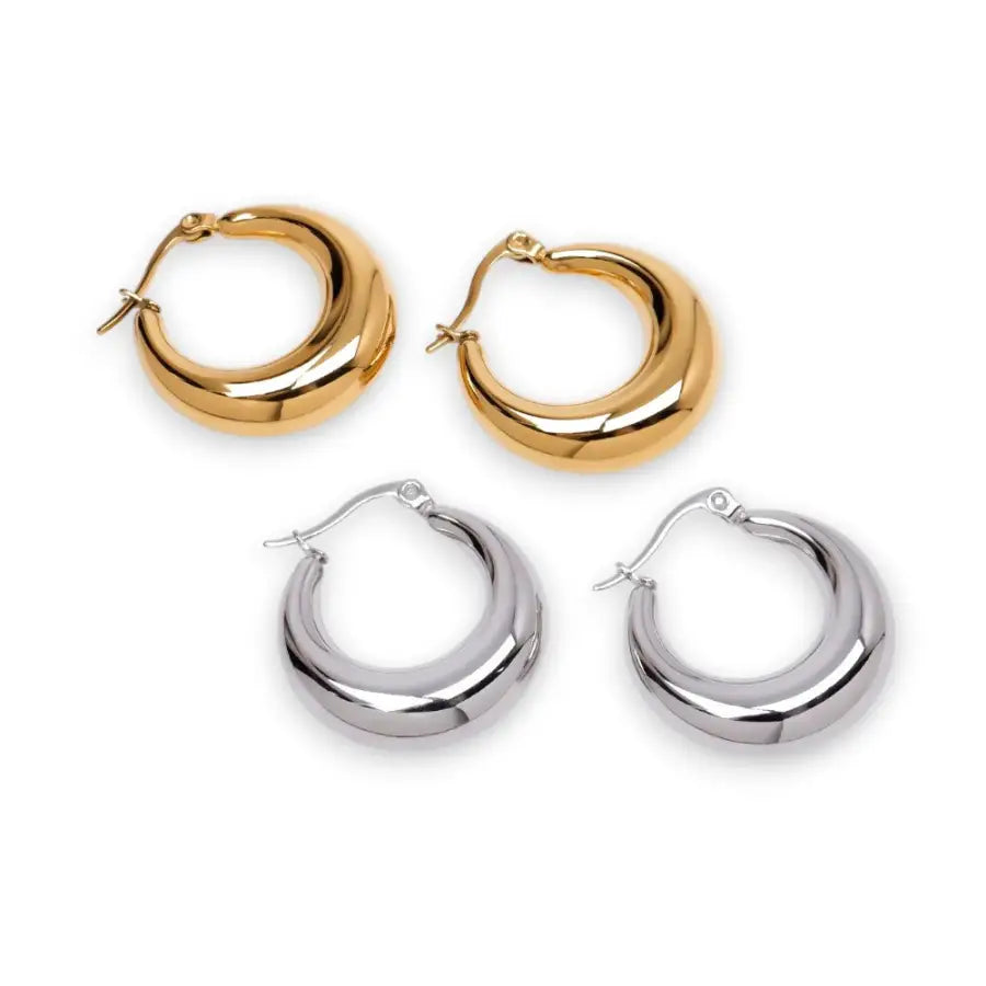 Chunky Hoops Creolen-dicke Creolen Gold-große breite Creolen-große Creolen Silber-vergoldeter Schmuck Wasserfest-vergoldete Ohrringe Damen-Shelago Schmuck