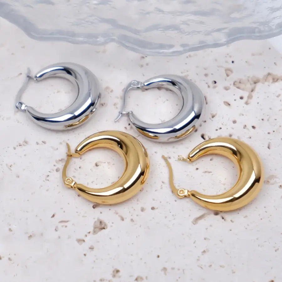 Chunky Hoops Creolen-dicke Creolen Gold-große breite Creolen-große Creolen Silber-vergoldeter Schmuck Wasserfest-vergoldete Ohrringe Damen-Shelago Schmuck