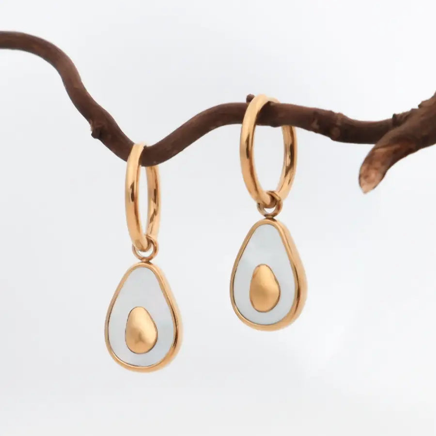 Ohrringe mit Avocado-Avocado Schmuck Gold-Creolen Damen Gold-Ohrringe im Avocado-Design-Geschenkidee Schmuck Damen-Shelago Schmuck