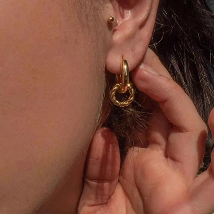 Creolen mit Einhänger-Leoni-2 in 1 Ohrring-Chunky