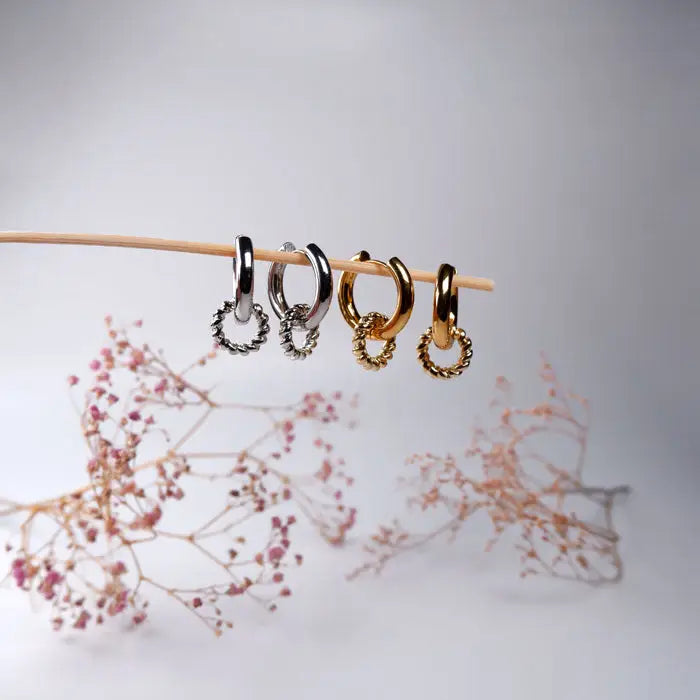 Creolen mit Einhänger-Leoni-2 in 1 Ohrring-Chunky