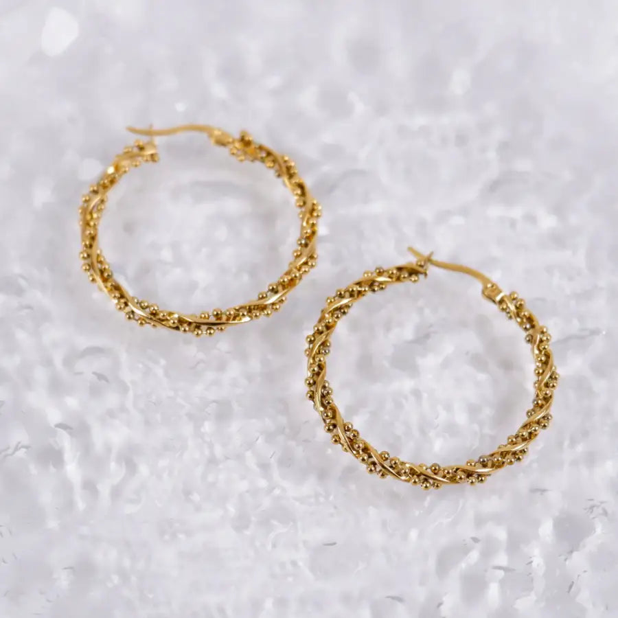 Perlen Ohrringe-Ohrringe vergoldet-Geschenk Freundin-elegante Ohrringe-Edelstahl Ohrringe-Creolen Ohrringe-Creolen mit Perlen-Creolen Gold-SHELAGO SCHMUCK