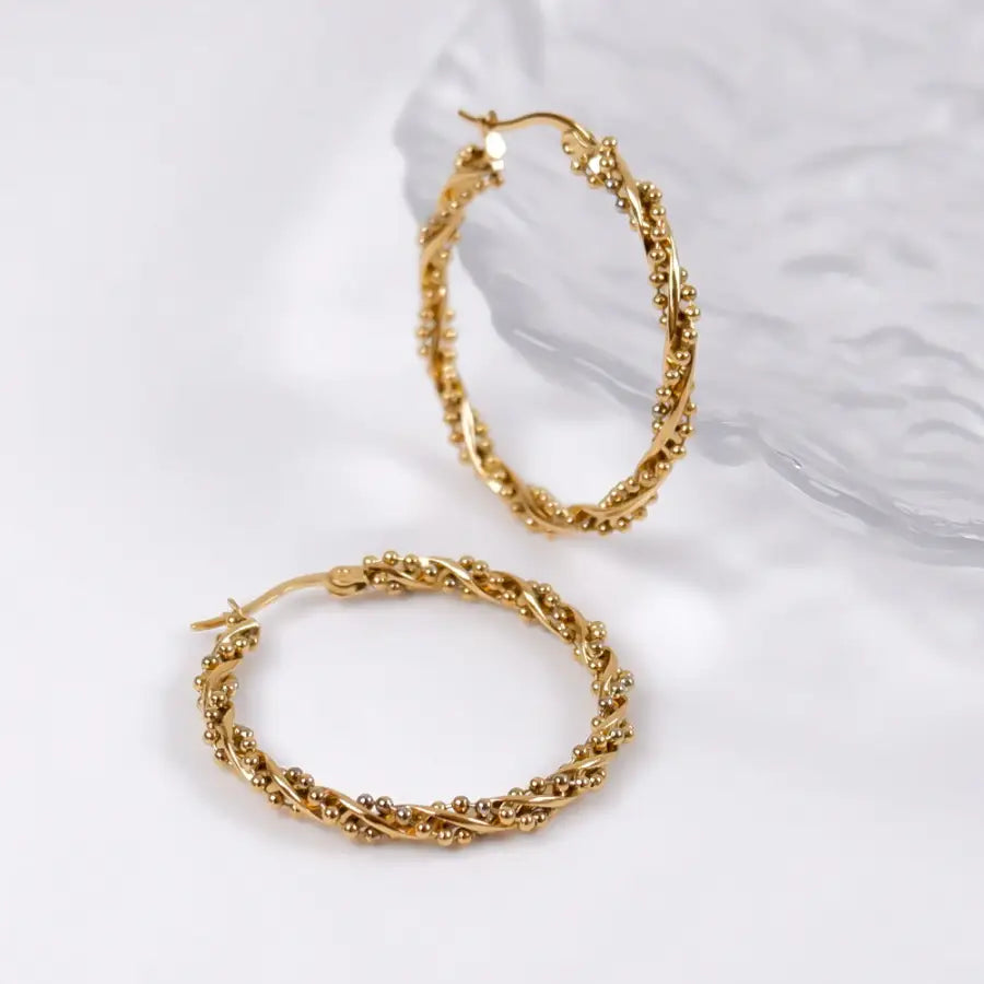 Perlen Ohrringe-Ohrringe vergoldet-Geschenk Freundin-elegante Ohrringe-Edelstahl Ohrringe-Creolen Ohrringe-Creolen mit Perlen-Creolen Gold-SHELAGO SCHMUCK