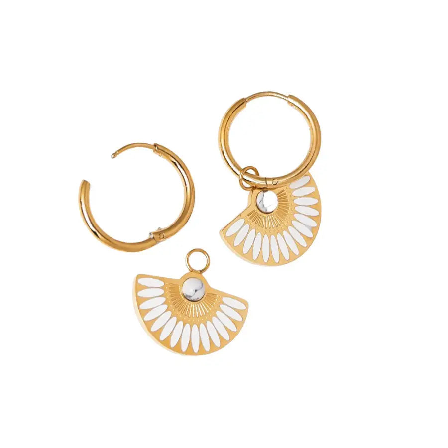 Creolen-Set aus Edelstahl mit Einhänger-2 in 1 Damen Ohrringe-Creolen mit bunten Anhängern-Creolen aus Edelstahl-verspielte Ohrringe-SHELAGO SCHMUCK