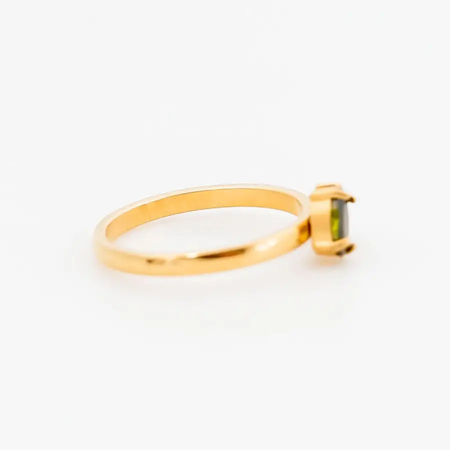 eleganter Goldring Edelstahl-zarter vergoldeter Damenring-zarte Damenring-filigraner Ring Gold Damen-Damenring Zirkonia grün weiß-Geschenk Damenring filigran-Shelago Schmuck