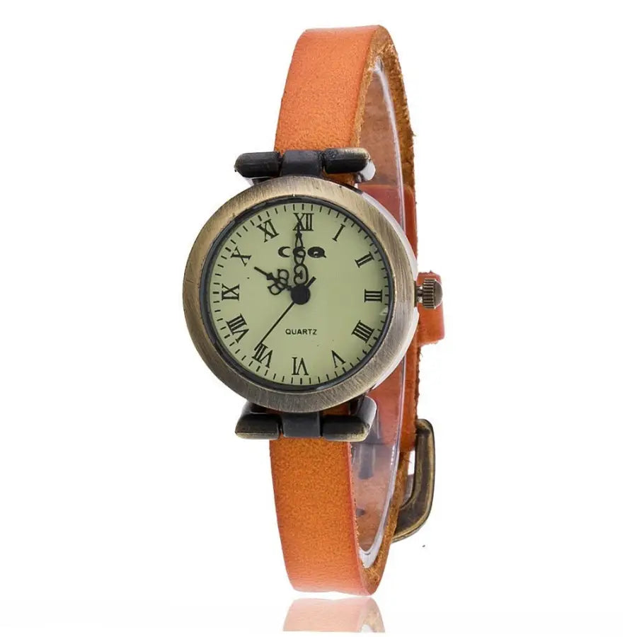 Damen Uhr im Vintage Stil Frauen Armbanduhr Bronze Farben