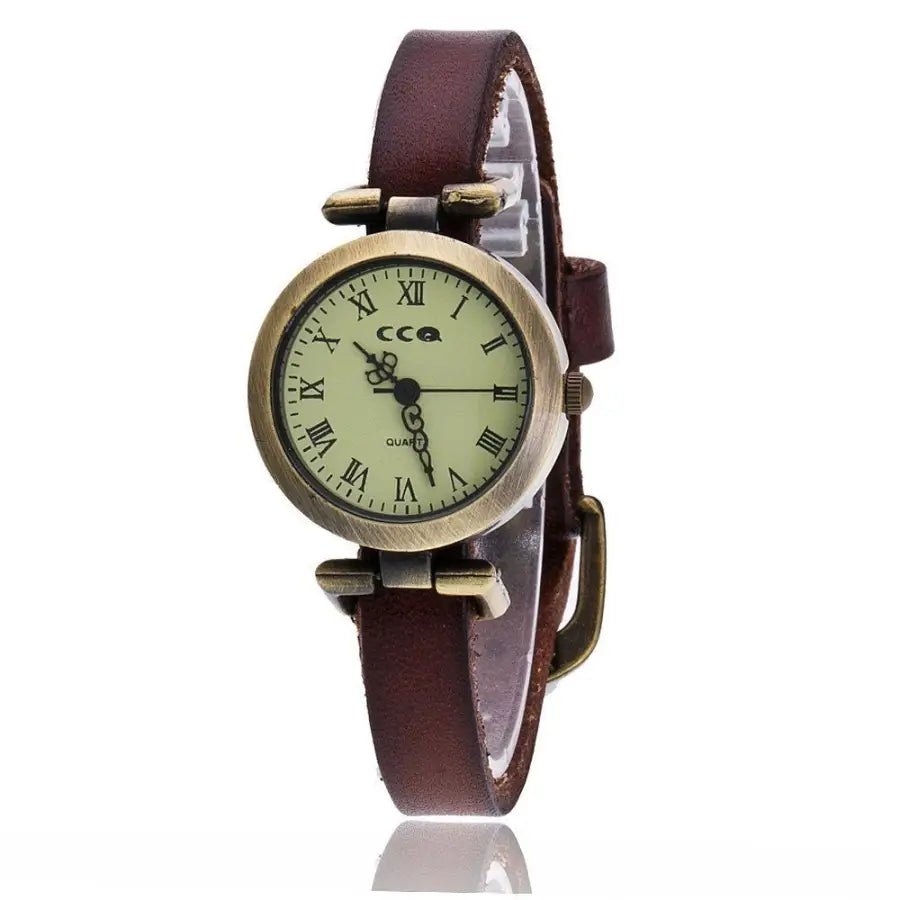 Damen Uhr im Vintage Stil Frauen Armbanduhr Bronze Farben