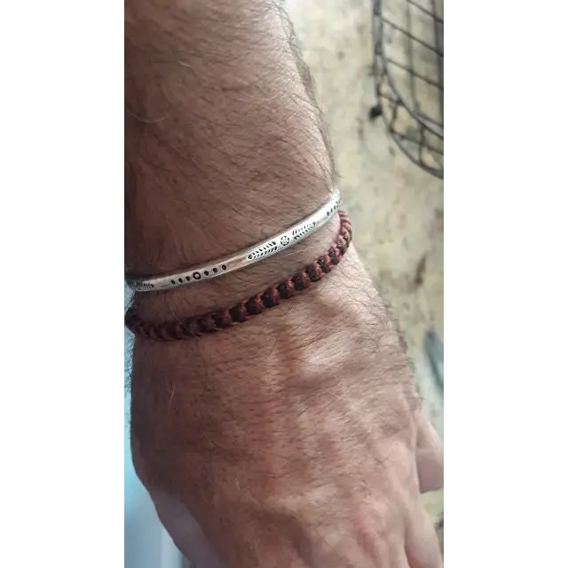 dünner runder Armreif-Armspange offen mit Mustern-Armband