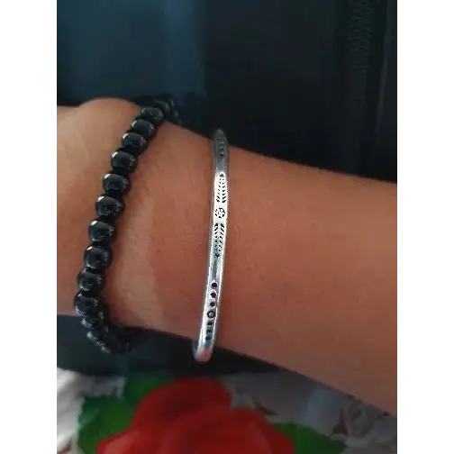 dünner runder Armreif-Armspange offen mit Mustern-Armband