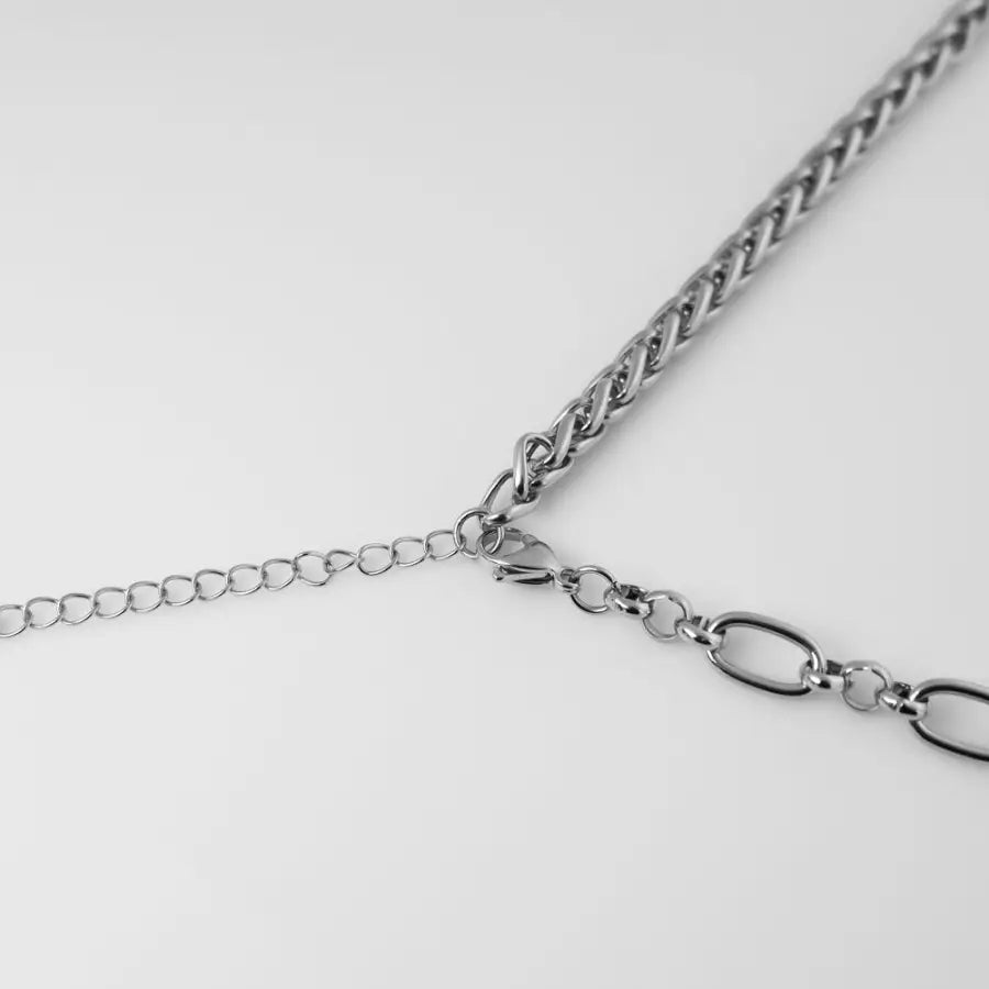 Edelstahl Duo Halskette Damen-Zopfkette Damen-Gliederkette Damen-Statement Halskette Damen-Damen Halskette modern-Schmuck Geschenk Damen-SHELAGO SCHMUCK-
