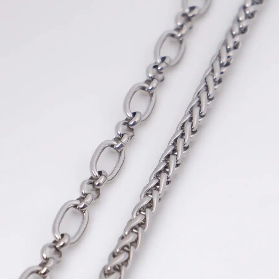 Edelstahl Duo Halskette Damen-Zopfkette Damen-Gliederkette Damen-Statement Halskette Damen-Damen Halskette modern-Schmuck Geschenk Damen-SHELAGO SCHMUCK-