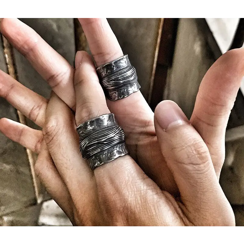 Einfacher Viking Hammer Ring-Fingerring in Silber Farbe im