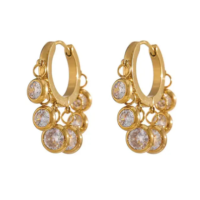 elegante Zirkonia Creolen - Gold Weiß - Ohrringe