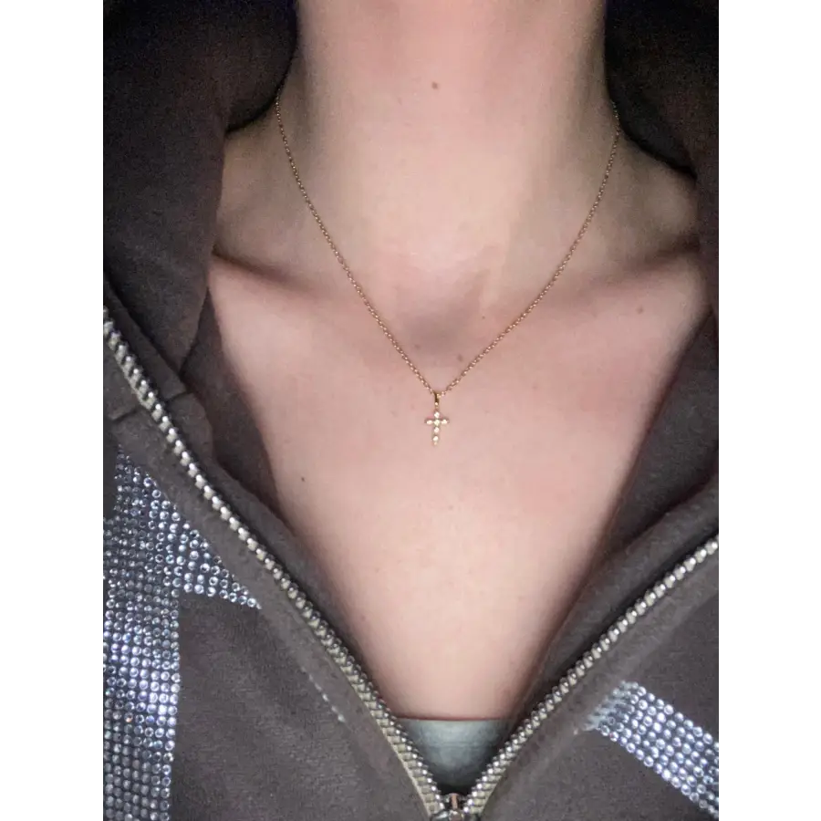 feine Halskette mit Kreuz Anhänger-Kreuz mit Zirkon