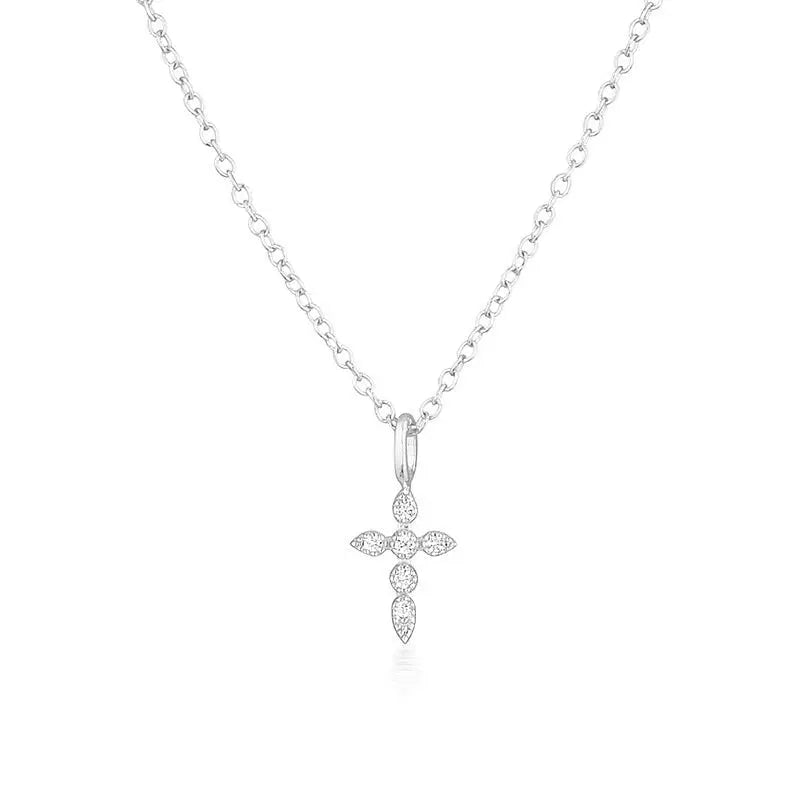 feine Halskette mit Kreuz Anhänger-Kreuz mit Zirkon
